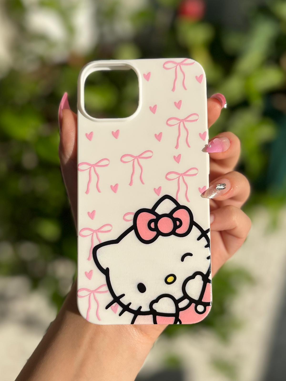Kurdeleli Hello Kitty Temalı Lüx Premium İçi Kadifeli Telefon Kılıfı KOD 120