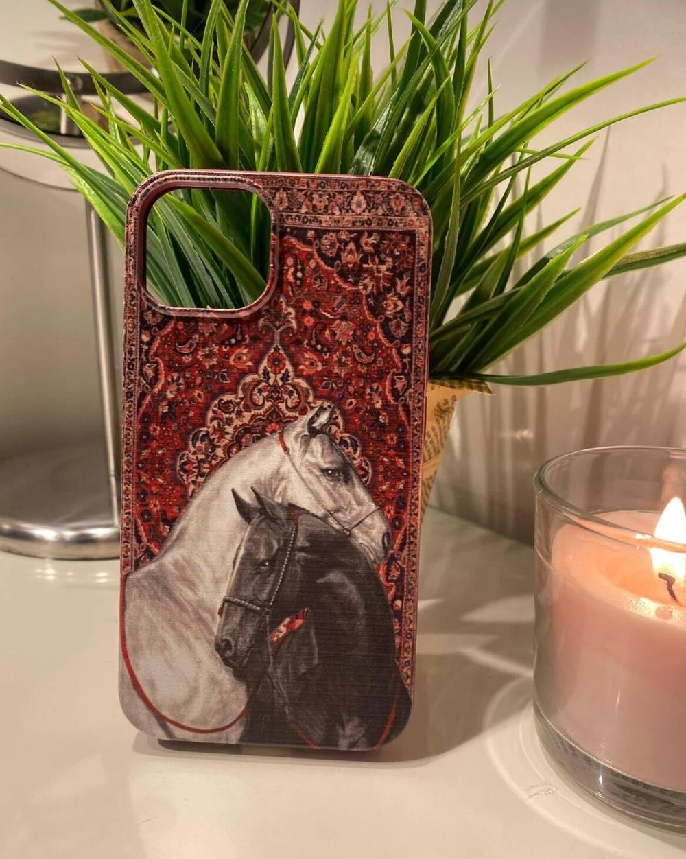 At Temalı Lüx Premium İçi Kadifeli Telefon Kılıfı KOD 075
