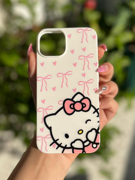 Kurdeleli Hello Kitty Temalı Lüx Premium İçi Kadifeli Telefon Kılıfı KOD 120