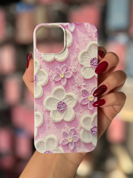 Pembe Çiçek Temalı Lüx Premium İçi Kadifeli Telefon Kılıfı KOD 106