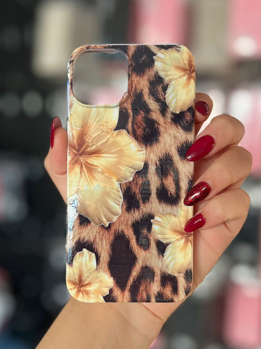 Leopar Çiçek Temalı Lüx Premium İçi Kadifeli Telefon Kılıfı KOD 111