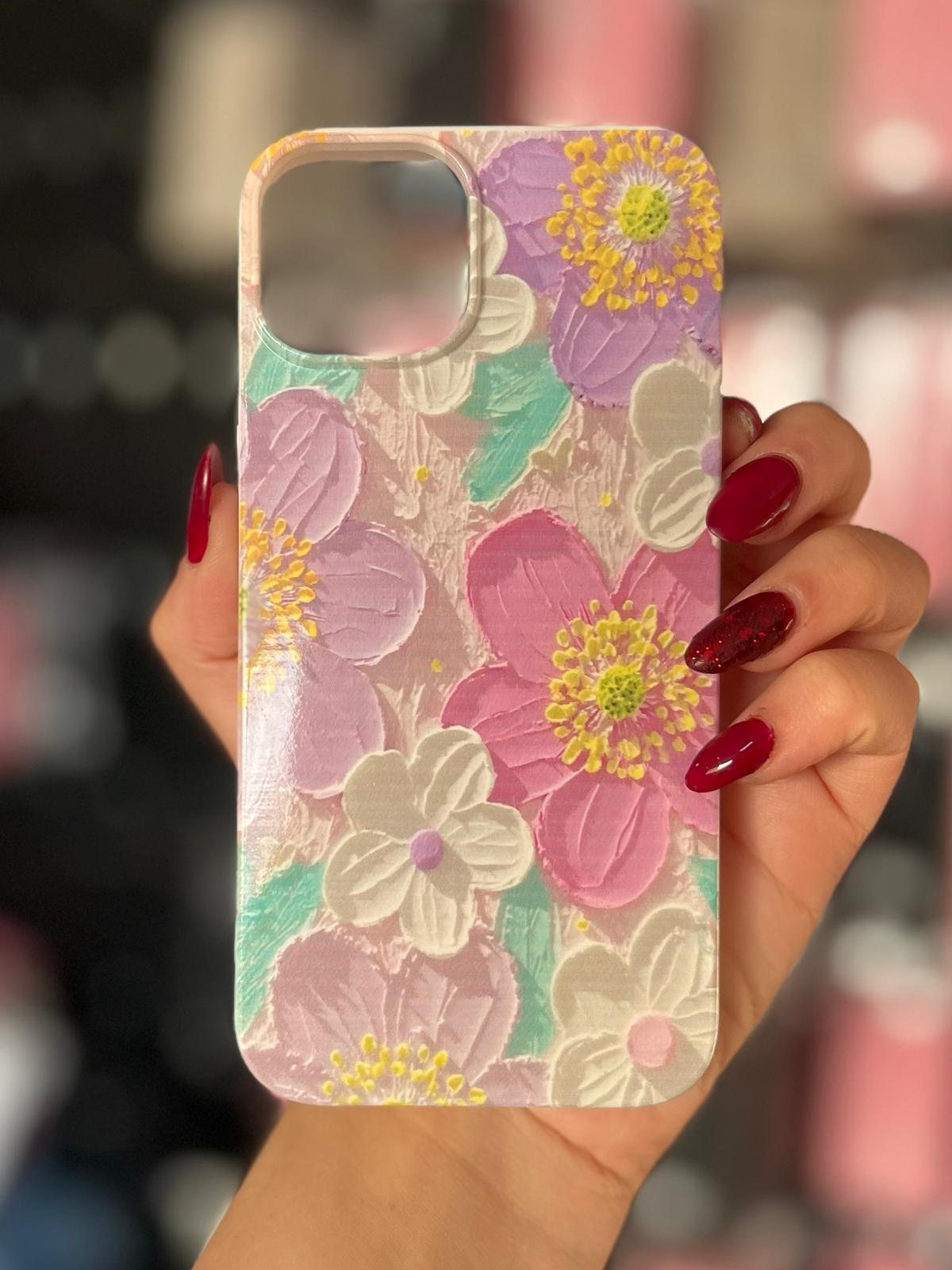 Çiçek Temalı Lüx Premium İçi Kadifeli Telefon Kılıfı KOD 112