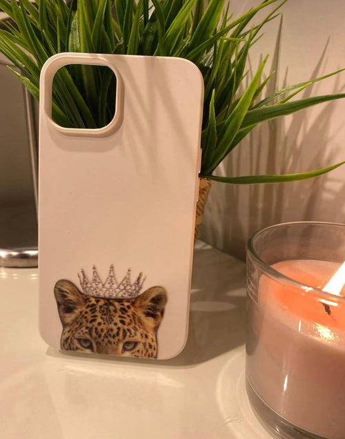 Kraliçe Leopar Temalı Lüx Premium İçi Kadifeli Telefon Kılıfı KOD 054