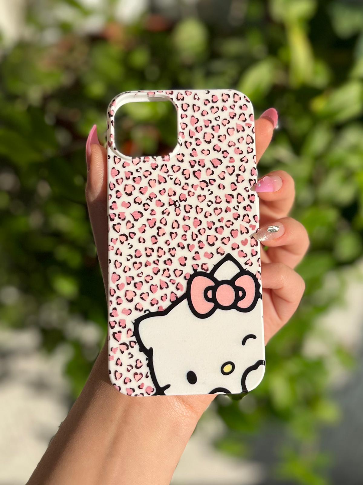 Benekli Hello Kitty Temalı Lüx Premium İçi Kadifeli Telefon Kılıfı KOD 134