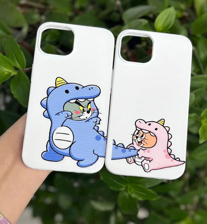 Tom ve Jerry Desenli Lüx Premium İçi Kadifeli Çift Telefon Kılıfı