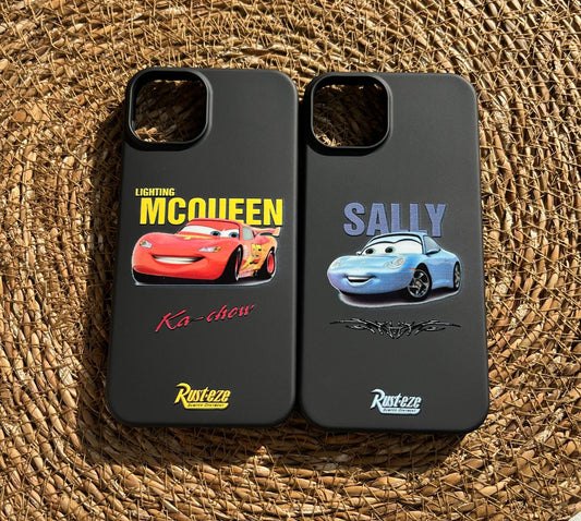 Sally ve McQueen Desenli Lüx Premium İçi Kadifeli Çift Telefon Kılıfı